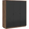 Armadio 180x201h cm 3 ante rovere scuro nero opaco Elin