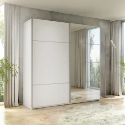 Armadio 200x210h cm 2 ante scorrevoli con specchio bianco Lilly