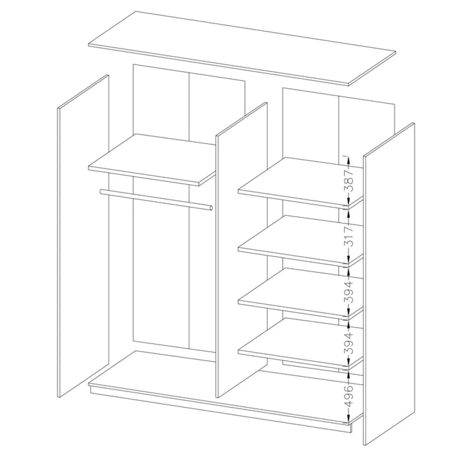 Armadio 180x210h cm 2 ante scorrevoli con specchio moderno rovere scuro Lisbona Gihome®