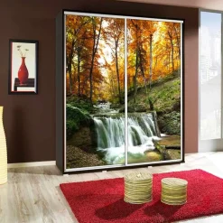 Armadio 155x215h cm 2 ante scorrevoli moderno stampa natura Eliot