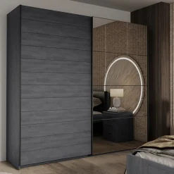 Armadio 220x210h cm 2 ante scorrevoli con specchio ossido Cortina Gihome®