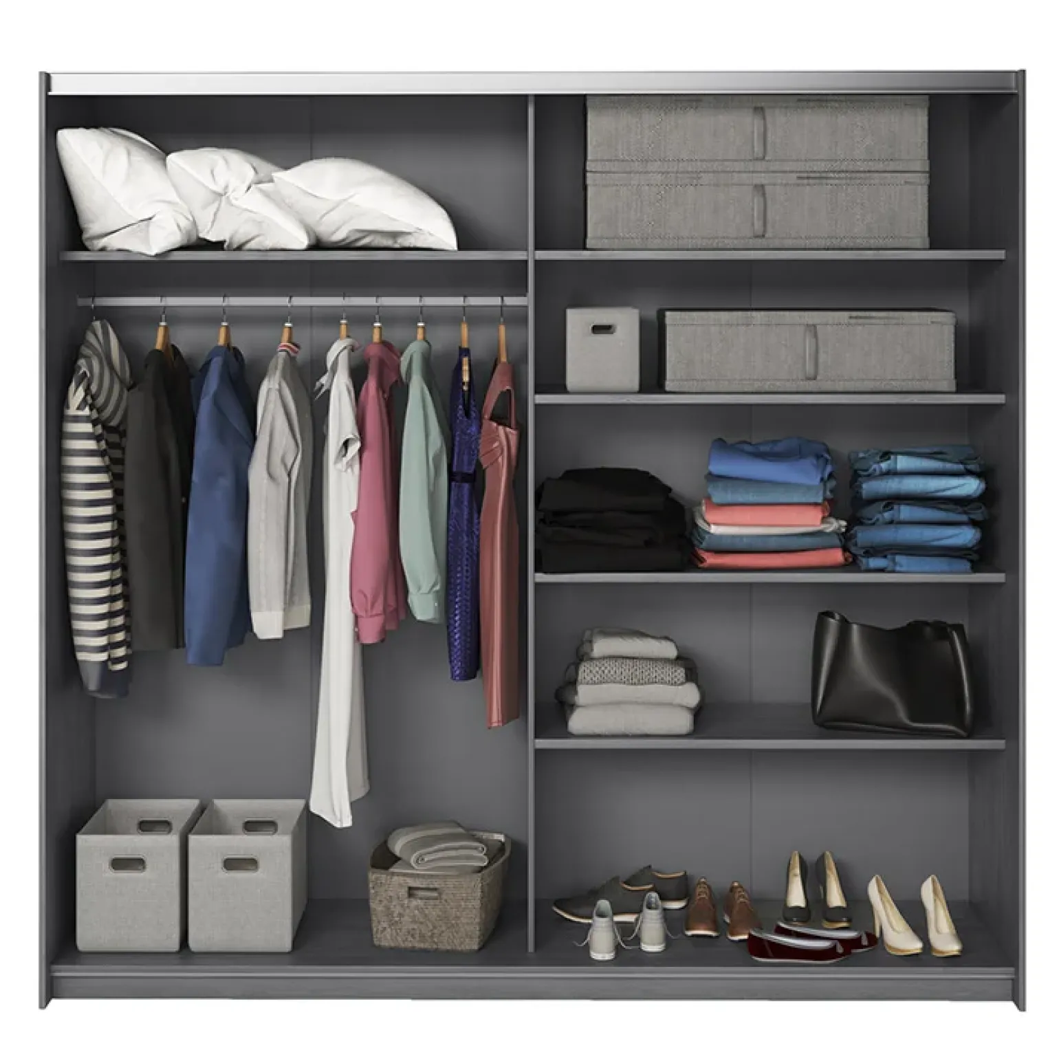 Armadio 220x210h cm 2 ante scorrevoli con specchio ossido Cortina Gihome®