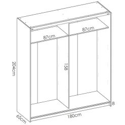 Armadio 180x204h cm 2 ante scorrevoli bianco lucido Royal