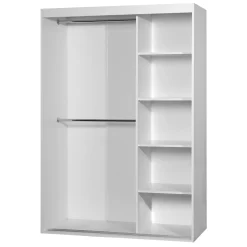 Armadio 120x205h cm 2 ante scorrevoli con specchio bianco Boselia