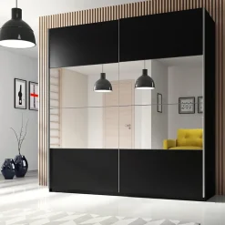 Armadio 221x210h cm 2 ante scorrevoli nero opaco Pascal Gihome®