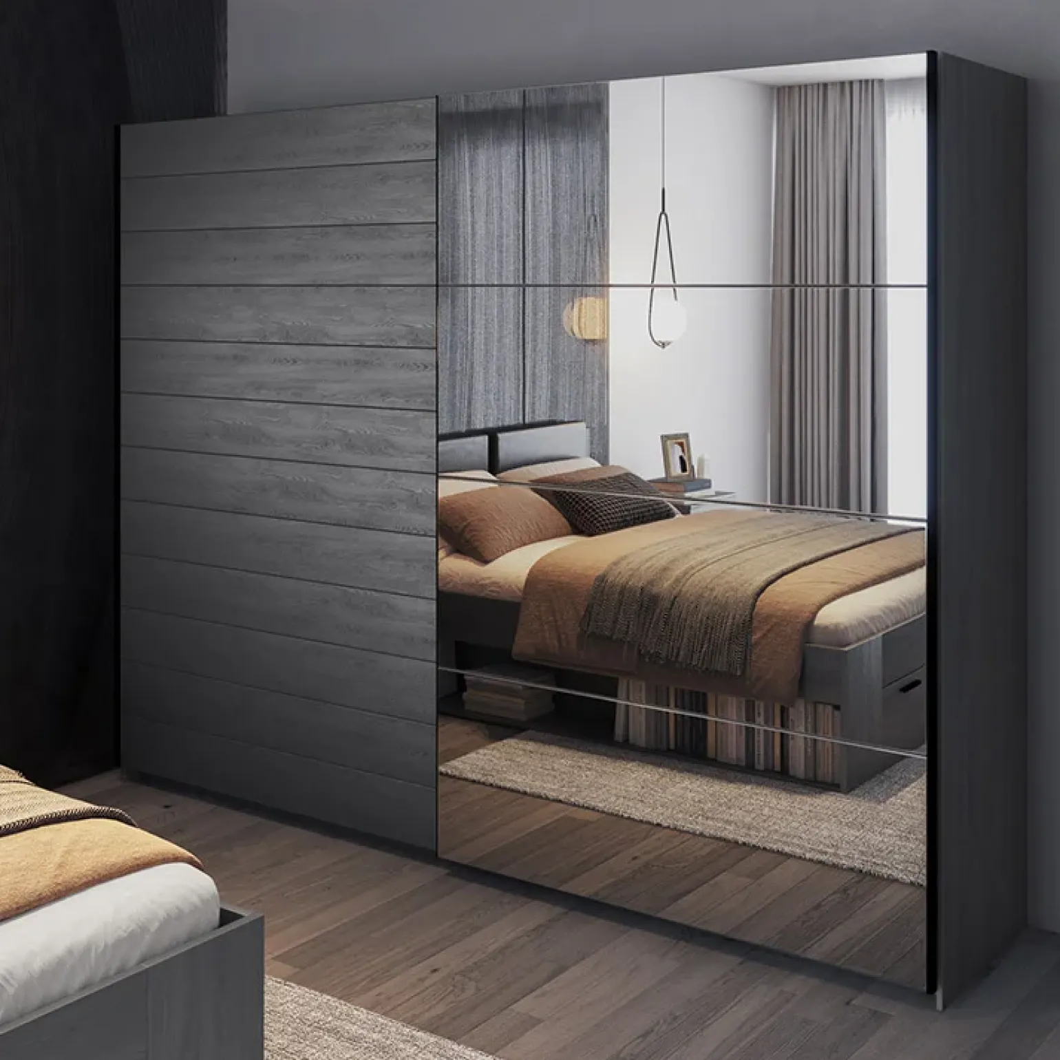 Armadio 270x210h cm 2 ante scorrevoli con specchio ossido Cortina Gihome®