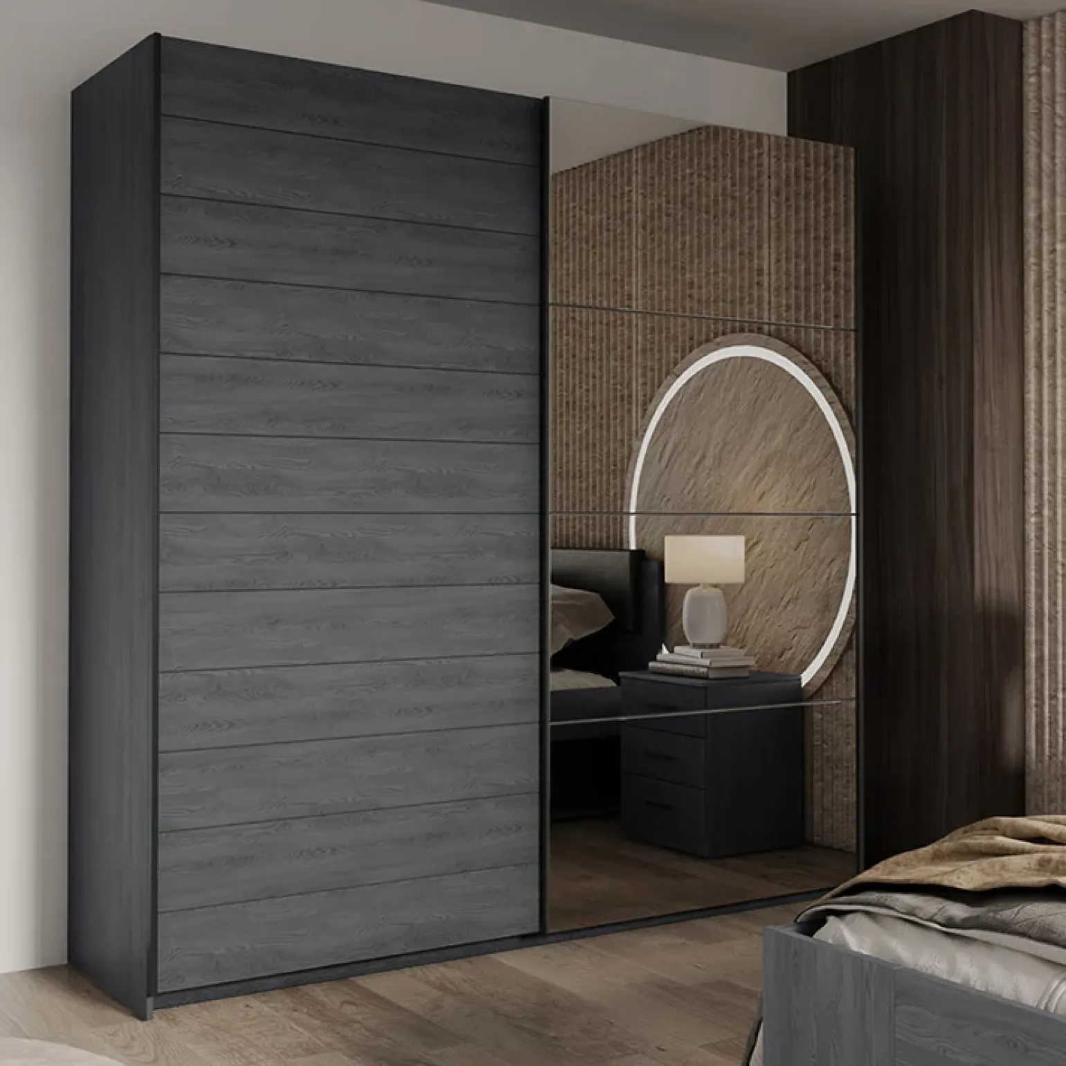 Armadio 200x210h cm 2 ante scorrevoli con specchio ossido Cortina Gihome®