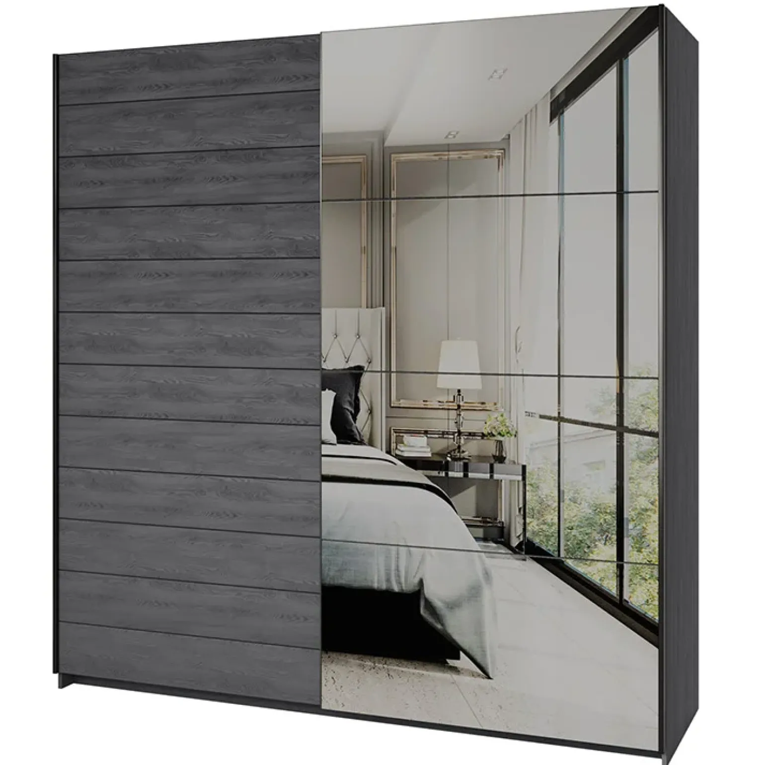 Armadio 200x210h cm 2 ante scorrevoli con specchio ossido Cortina Gihome®