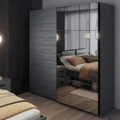Armadio 200x210h cm 2 ante scorrevoli con specchio ossido Cortina Gihome®