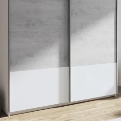 Armadio 180x219h cm 2 ante scorrevoli bianco frassinato cemento Mosca