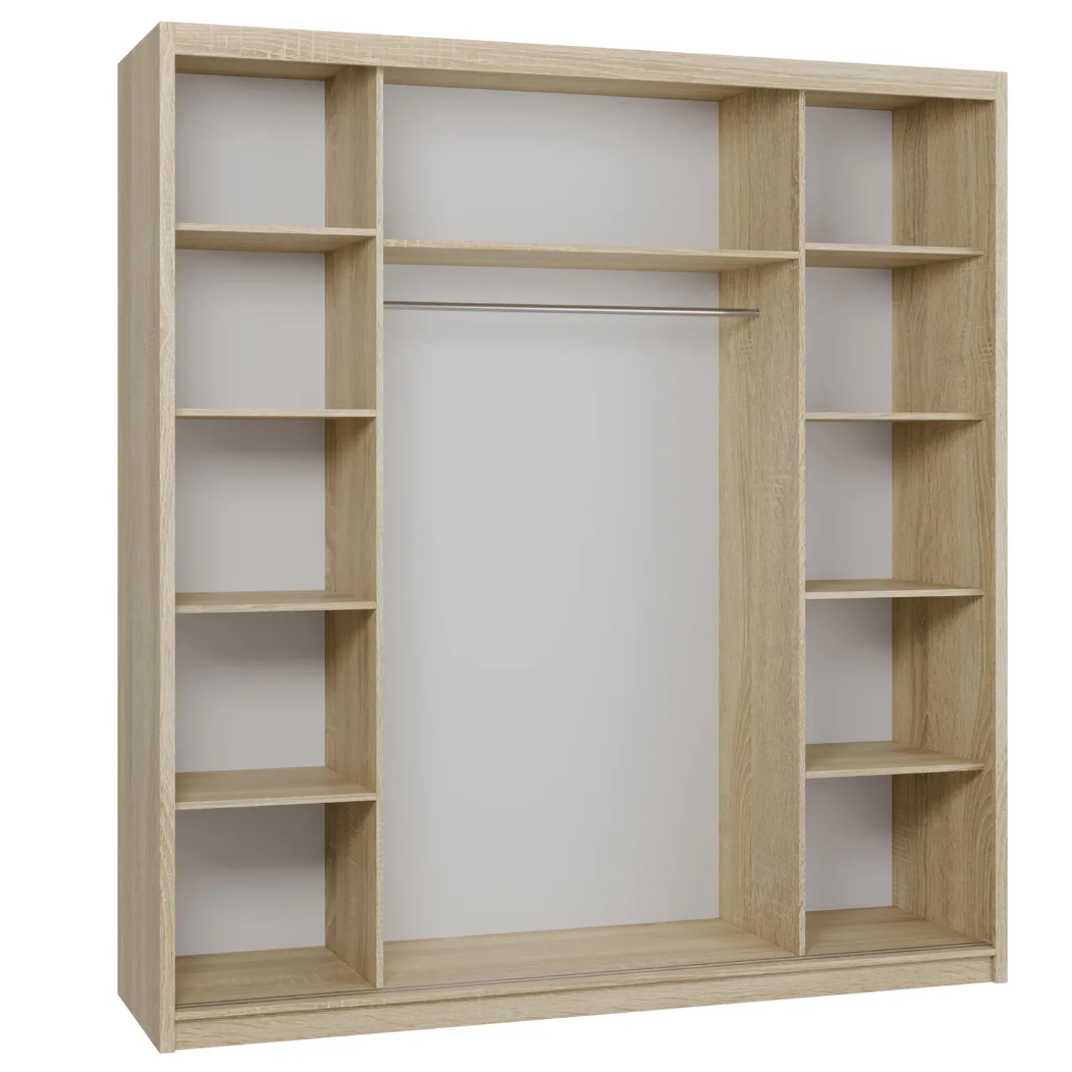 Armadio 200x215h cm 2 ante scorrevoli con specchio rovere sonoma bianco opaco Silven
