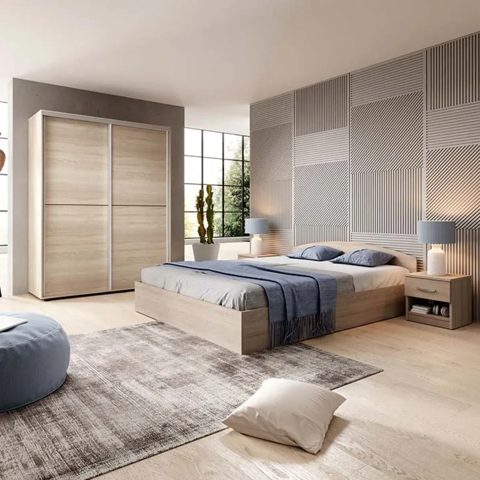 Armadio 150x200h cm 2 ante scorrevoli moderno rovere Roma
