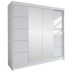 Armadio 180x215h cm 2 ante scorrevoli con specchio centrale bianco opaco Karl
