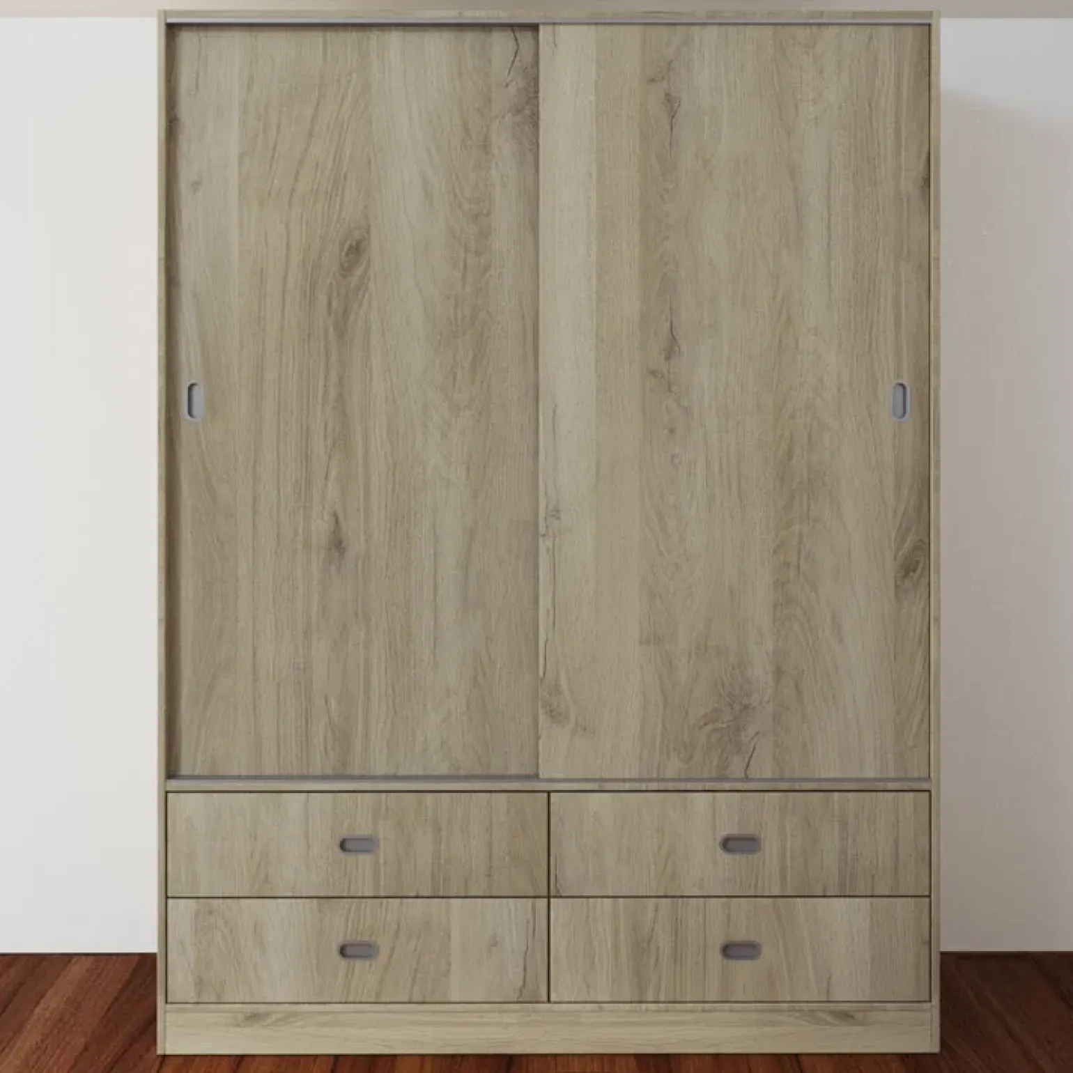Armadio 150x201h cm 2 ante scorrevoli 4 cassetti rovere sonoma Danubio