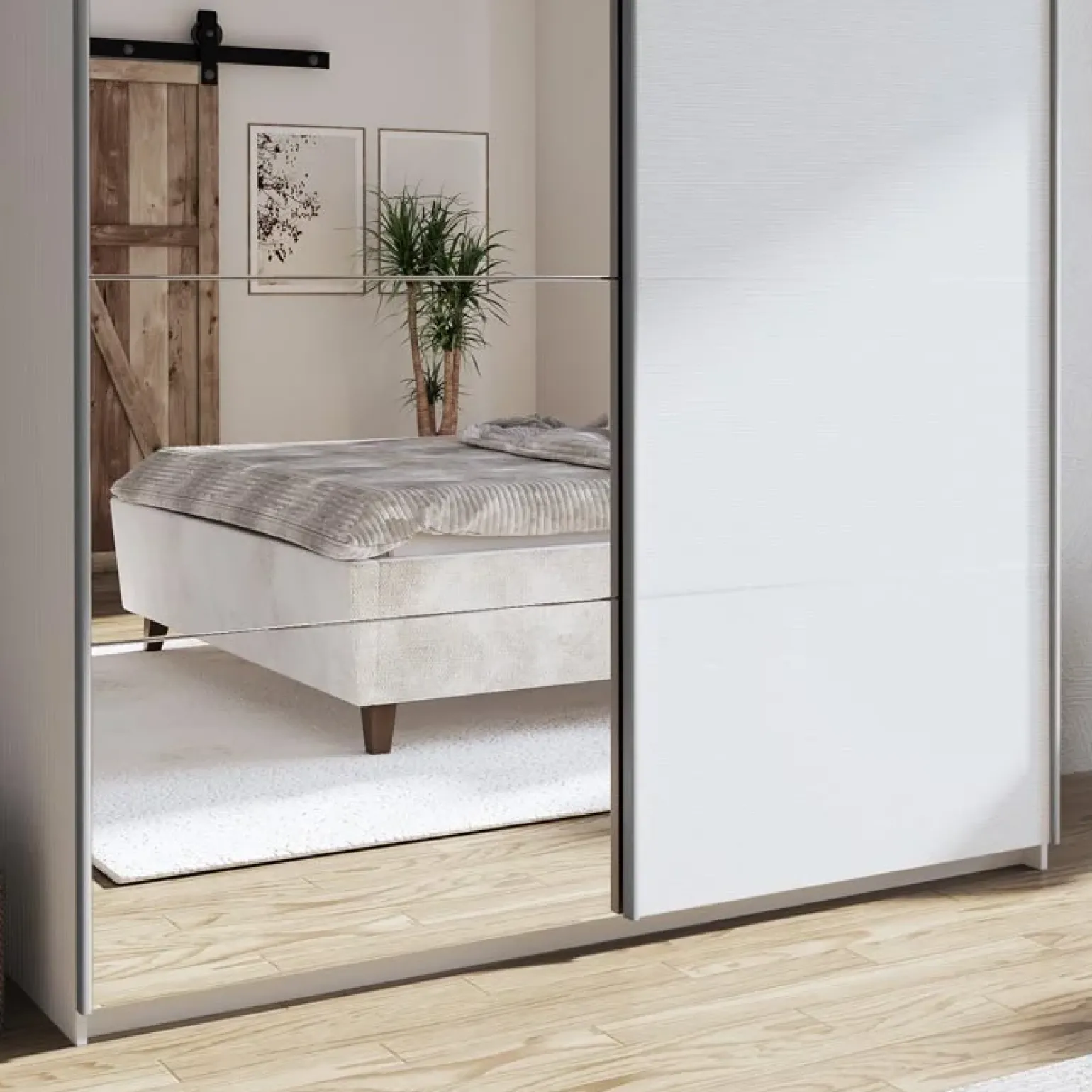 Armadio 180x219h cm 2 ante scorrevoli moderno bianco frassinato  Caracas