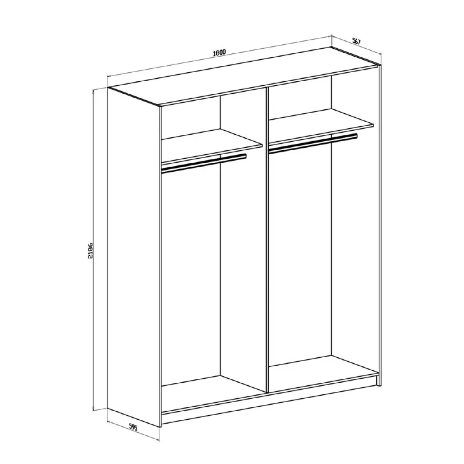 Armadio 180x219h cm 2 ante scorrevoli moderno bianco frassinato  Caracas