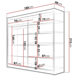 Armadio 180x215h cm 2 ante scorrevoli bianco opaco Karl