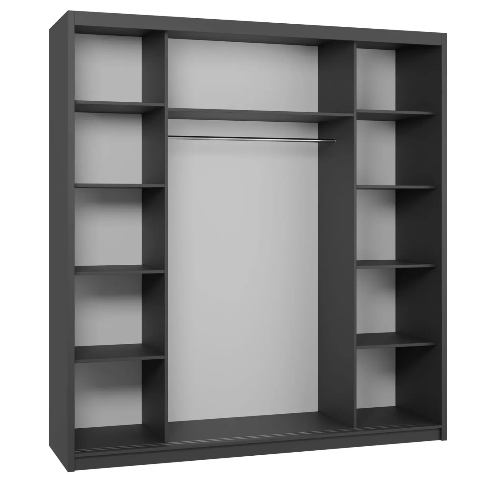 Armadio 200x215h cm 2 ante scorrevoli con specchio rovere nero opaco Silven