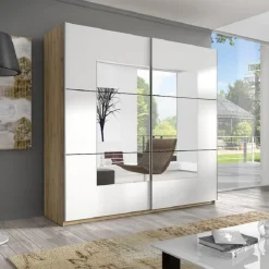 Armadio 221x210h cm 2 ante scorrevoli rovere bianco Copenhagen