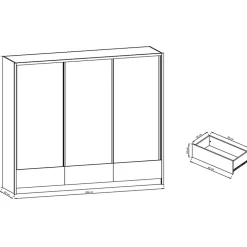 Armadio 254x214h cm 3 cassetti 3 ante con specchio bianco lucido Tom Gihome®