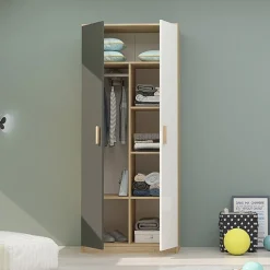 Armadio 210x190h cm con scrivania rovere antracite bianco Chiaretto