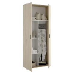 Armadio 78x190h cm due ante con ripiani multiuso vano porta scope legno Ander