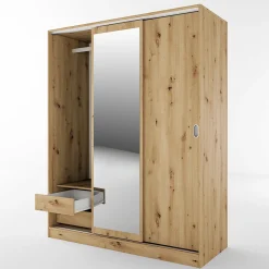 Armadio 150x191h cm scorrevole con specchio rovere rustico Collodi