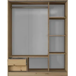 Armadio 150x191h cm scorrevole con specchio rovere rustico Collodi
