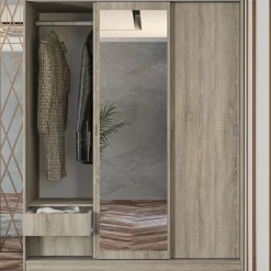 Armadio 150x191h cm scorrevole con specchio rovere sonoma Collodi