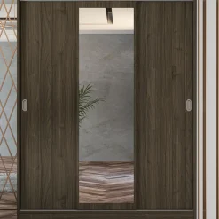 Armadio 150x191h cm scorrevole con specchio noce Collodi