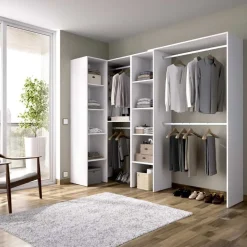 Cabina armadio angolare 228x187h cm 4 scomparti bianco Rincon