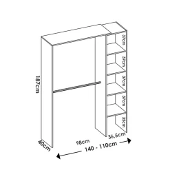 Cabina armadio angolare 228x187h cm 4 scomparti bianco Rincon