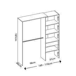 Cabina armadio angolare 248x187h cm 4 scomparti rovere noce Rincon