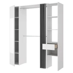 Cabina armadio 177x205h cm 1 anta con specchio moderno bianco grigio Gonzalo