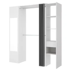 Cabina armadio 177x205h cm 1 anta con specchio moderno bianco grigio Gonzalo