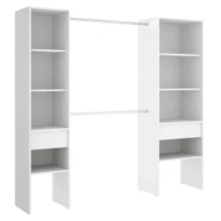 Cabina armadio 200x185h cm 10 ripiani 2 cassetti allungabile bianco Martin