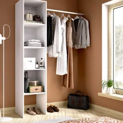Cabina armadio 138x185h cm 4 ripiani con appendiabiti  bianco Fernando