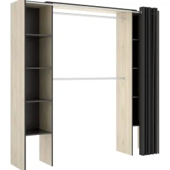 Cabina armadio 180x205h cm allungabile moderno aperto con tenda rovere grafite Simpli