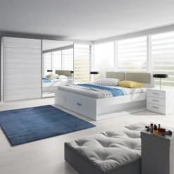 Camera completa con letto matrimoniale 160x200cm pino bianco beige Cortina