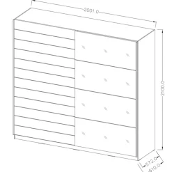 Camera completa con letto matrimoniale 160x200cm rovere scuro nero lucido Cortina Gihome®