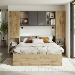 Camera da letto a ponte completa matrimoniale antracite rovere Lullaby