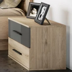 Camera da letto completa matrimoniale rovere antracite lucido Senna