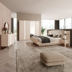 Camera da letto completa matrimoniale moderna beige Jolly