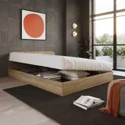 Camera da letto completa alla francese con armadio e comodini rovere sonoma Carrisi