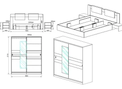 Camera da letto moderna completa matrimoniale rovere grigio Altea