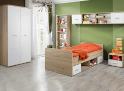 Cameretta bambini 1 letto singolo quercia sonoma bianco opaco Ciak 1