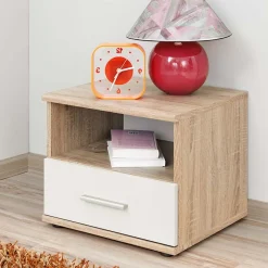 Cameretta bambini 1 letto singolo quercia sonoma bianco opaco Ciak 1
