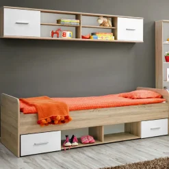 Cameretta bambini 1 letto singolo quercia sonoma bianco opaco Ciak 1