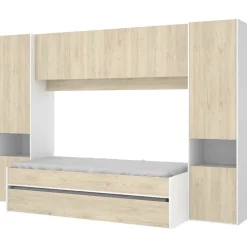 Cameretta bambini completa a ponte 2 letti rovere bianco Clinton