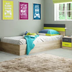 Cameretta bambini rovere verde mela grafite armadio letto comodino cassettiera scrivania Cooper
